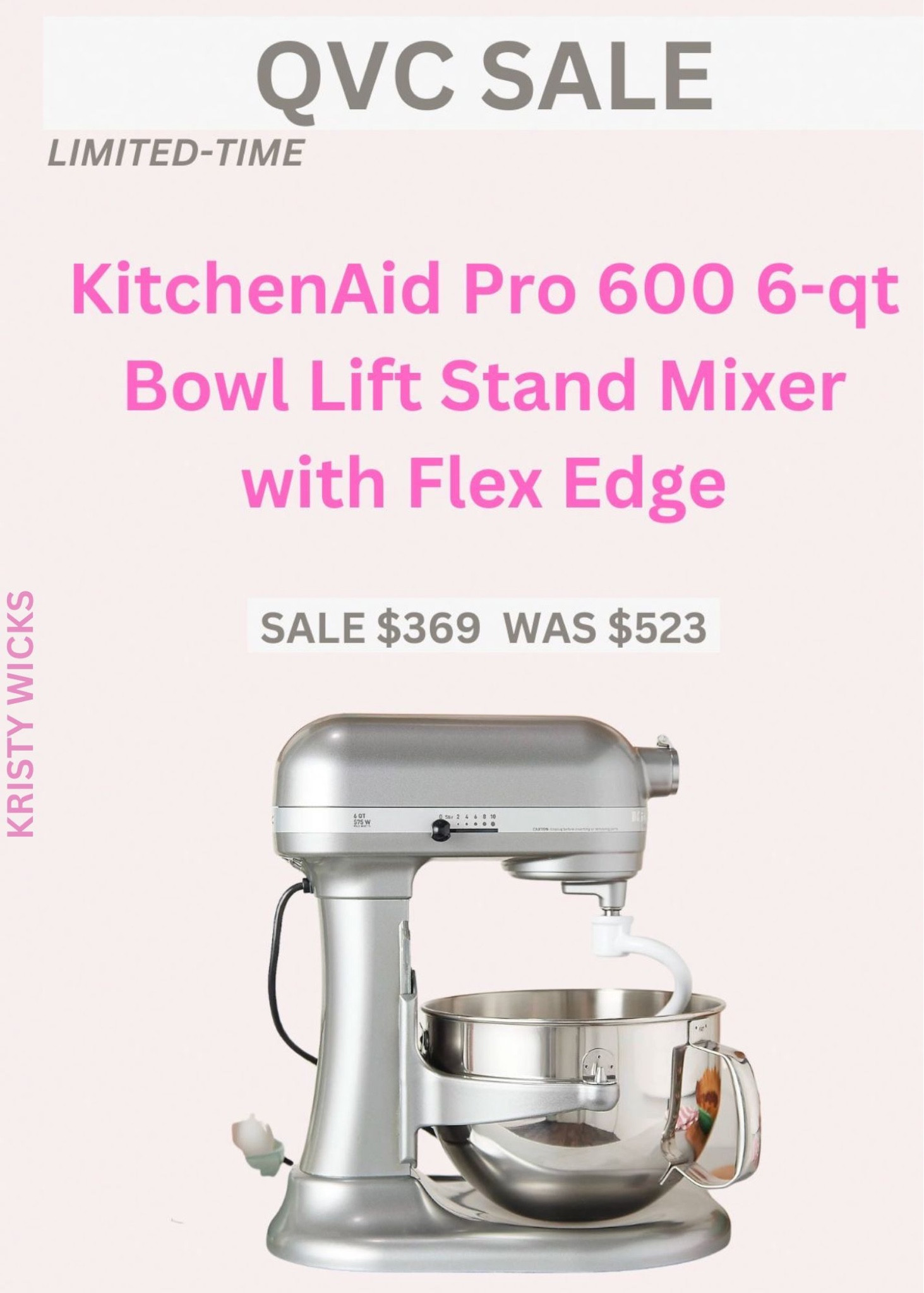KitchenAid Pro 600 6-qt Bowl Lift Stand Mixer w/ Flex Edge Beater on QVC 
