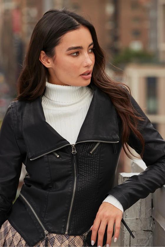 Up on a Tuesday Black Vegan Leather Jacket | Lulus (US)