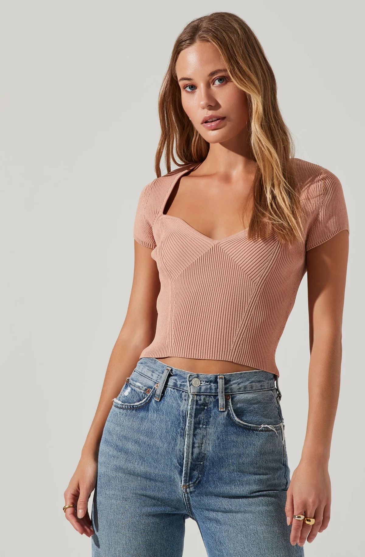 Cap Sleeve Ribbed Sweetheart Top | ASTR The Label (US)