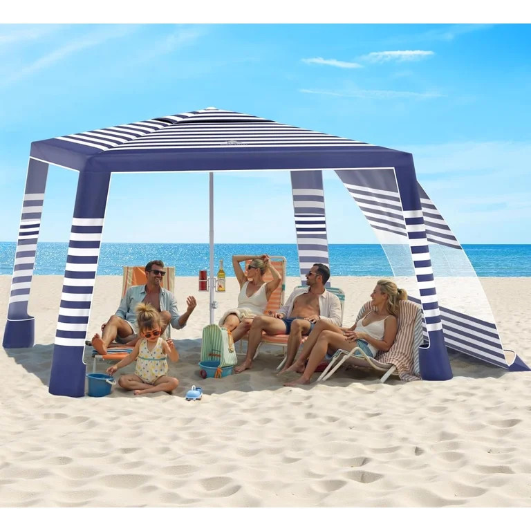 Beach Cabana, 8 * 8FT Beach Tent UPF50+ Protection, Easy Setup Beach Canopy Wind Resistant with C... | Walmart (US)