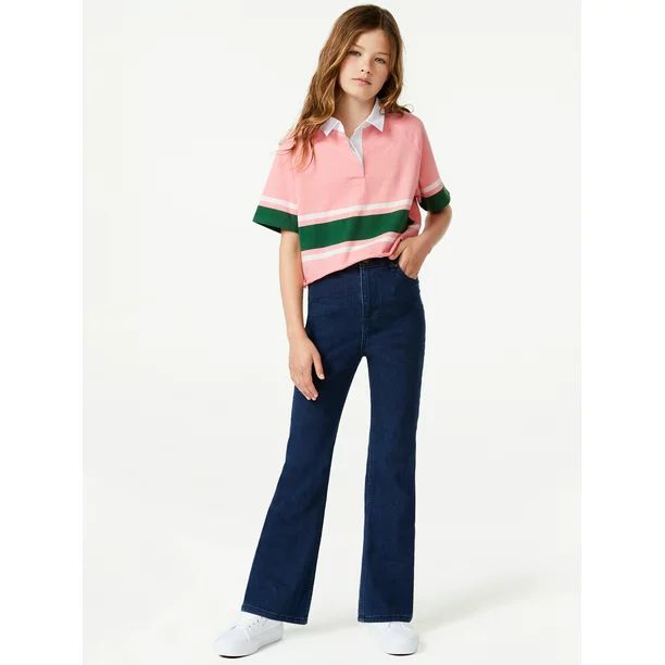 Free Assembly Girls Rugby Stripe Polo Shirt, Sizes 4-18 - Walmart.com | Walmart (US)