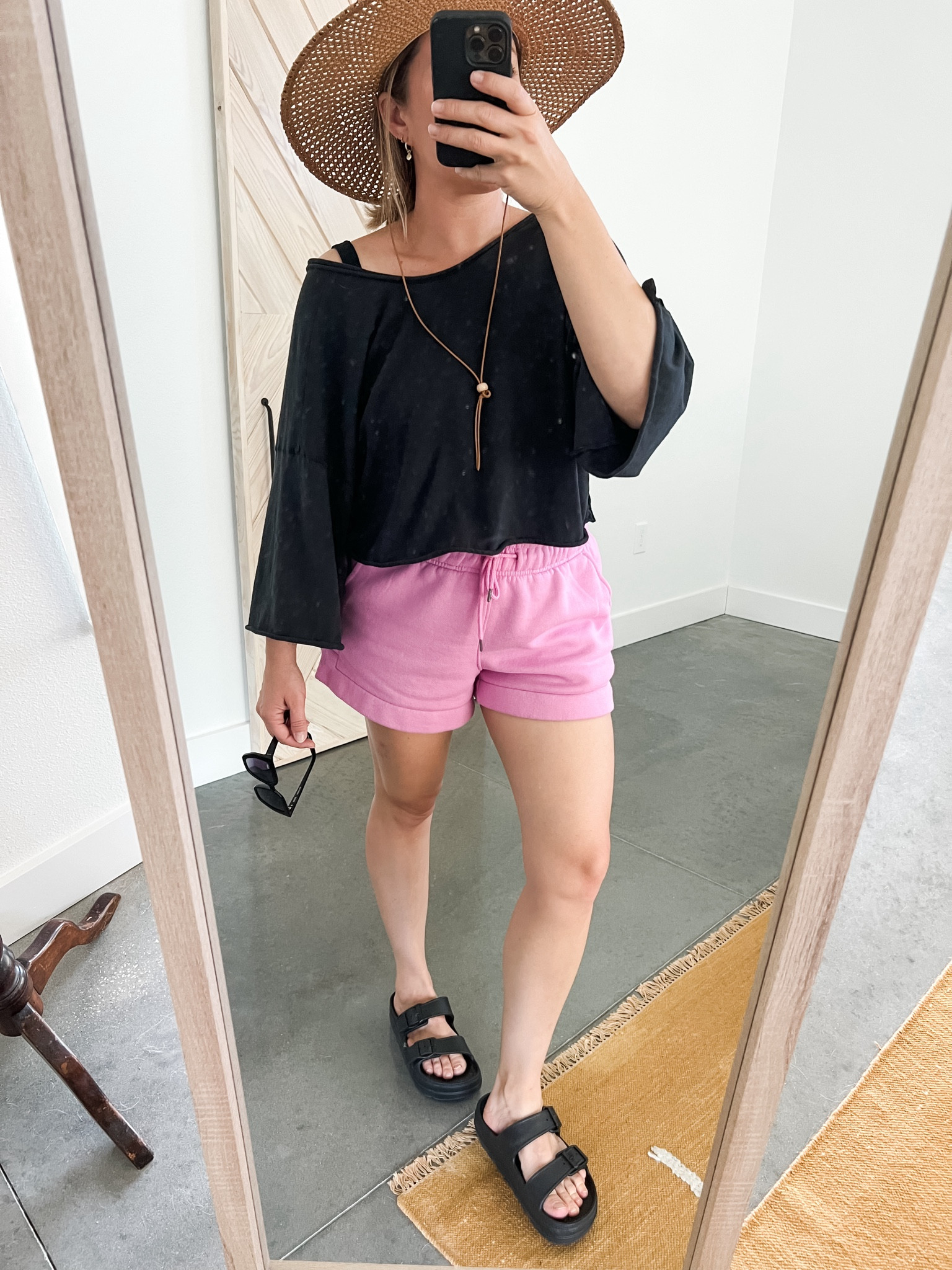 Comfy shorts, cute top and a hat for a summer day! I’m wearing size small in both the shorts and top! ☀️ 

#freepeople #target

#LTKFindsUnder50