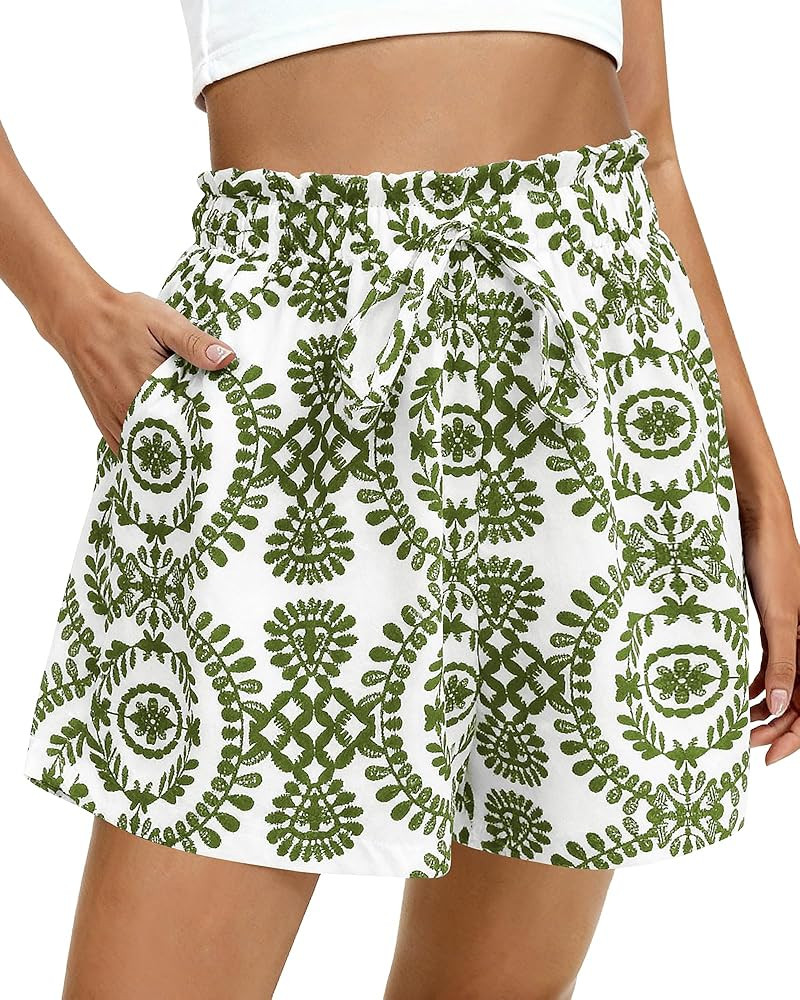 BTFBM Womens Shorts Dressy Casual Summer Spring Outfits 2026 Floral High Waist Wide Leg Loose Boh... | Amazon (US)