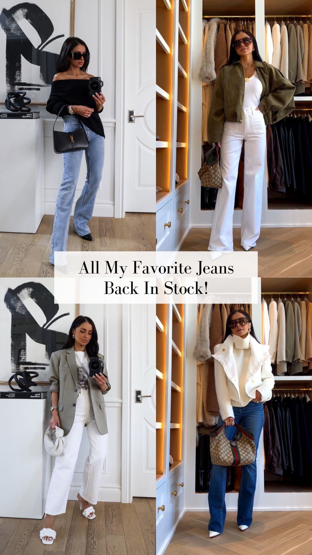 All of my favorite spring denim are back in stock
Rag & bone Peyton bootcut jeans
Frame white wide leg jeans
Agolde ren jeans
Veronica beard flared jeans
All so chic and flattering - wearing a 24 in all, runs tts

#LTKootd #LTKPetite #LTKOver40