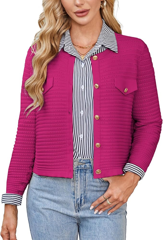 GRACE KARIN Women's Knit Cardigan Sweaters Long Sleeve Open Front Button Down Trendy Jackets Ligh... | Amazon (US)