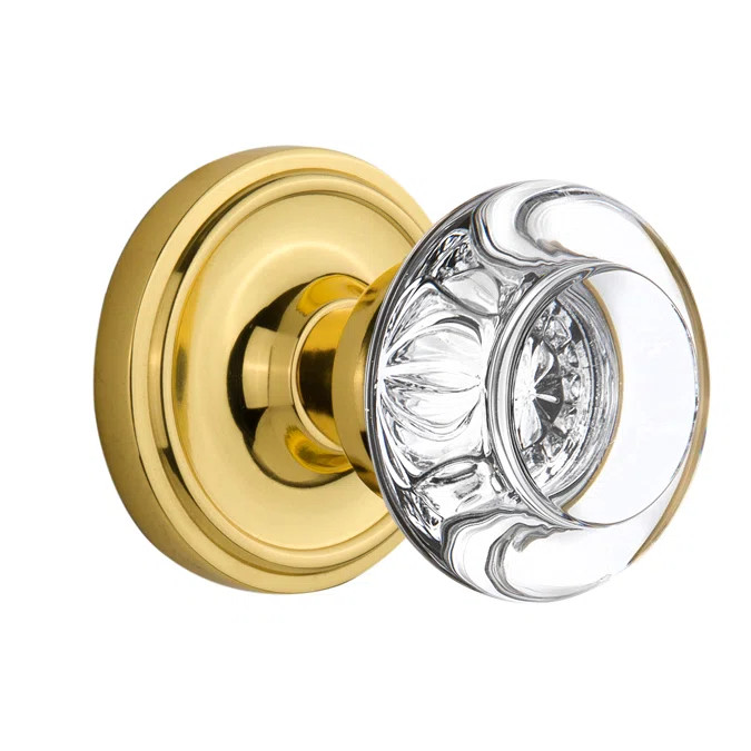 Classic Rosette with Round Clear Crystal Door Knob | Wayfair North America