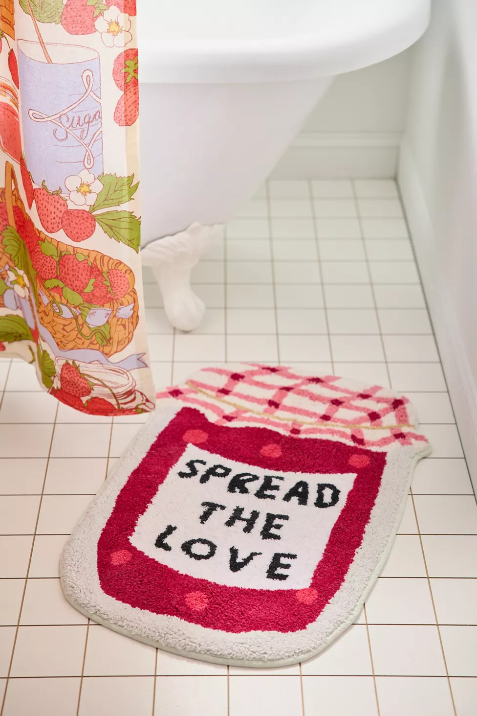 Sweet Strawberry Jam Plush Tufted Bath Mat | Urban Outfitters (US and RoW)