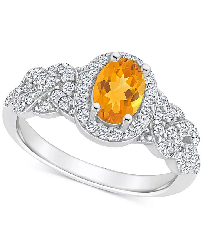 Rhodolite Garnett Blue Topaz (1 ct. t.w.) & White Topaz (1/2 ct. t.w.) Halo Braid Ring in Sterlin... | Macys (US)