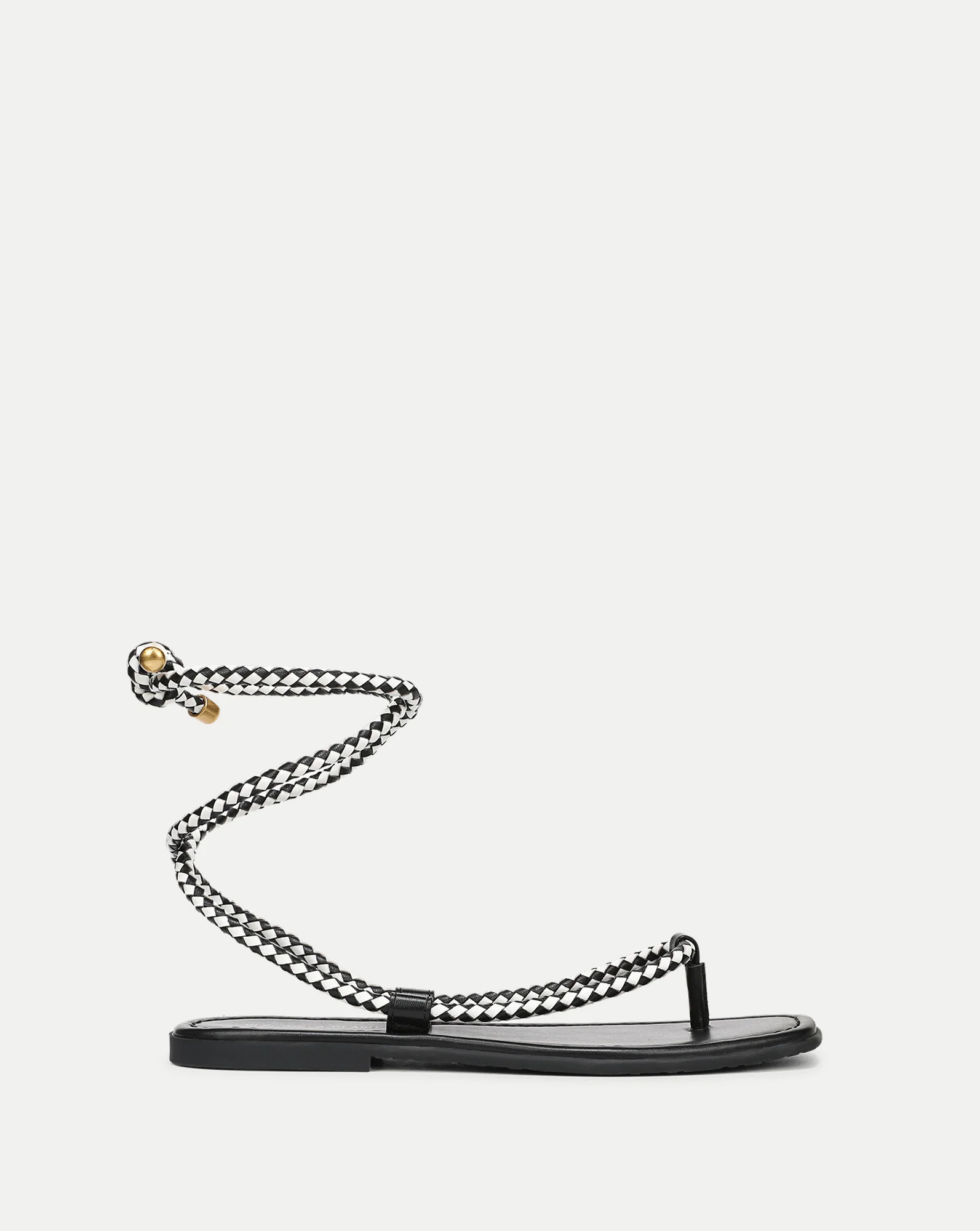 Carmina Wrap Sandal in Black & Coconut White Leather | Veronica Beard | Veronica Beard