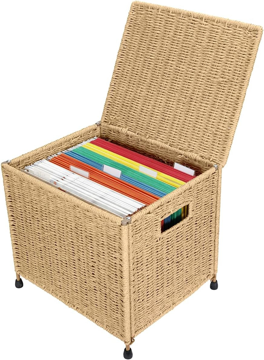 URFORESTIC Seagrass File Storage Box Organizer | Collapsible Letter Size Hanging File Box Organiz... | Amazon (US)