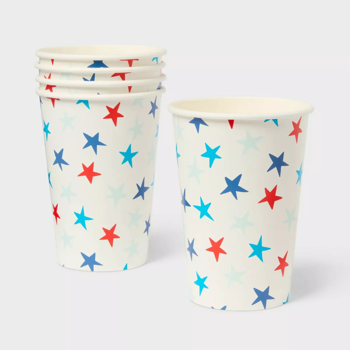 5ct Popcorn Bucket White Red Blue Star Round Disposable Food Carriers - Sun Squad™ | Target