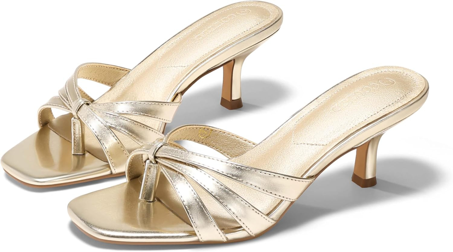 Coutgo Womens Strappy Kitten Heels Sandals Square Open Toe Flip Flops Slip On Slides Summer Dress Shoes | Amazon (US)