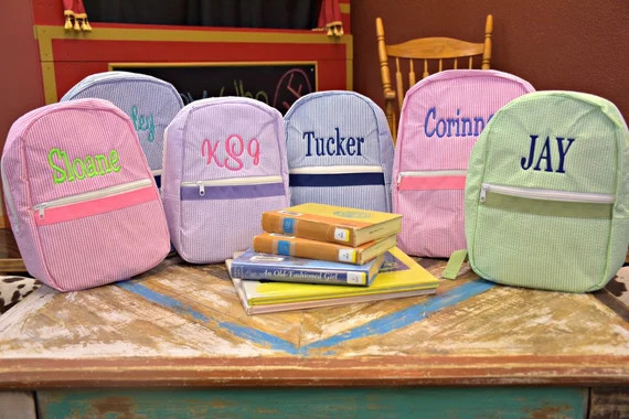 Personalized Toddler Backpack in 4 Seersucker Colors, Flower Girl Gift, Ring Bearer Gift, Diaper ... | Etsy (US)