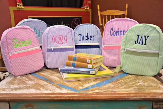 Personalized Toddler Backpack in 4 Seersucker Colors, Flower Girl Gift, Ring Bearer Gift, Diaper ... | Etsy (US)