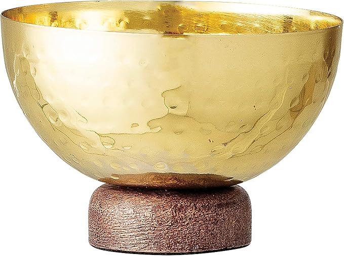 2.5"H Hammered Stainless Steel Condiment Bowl with Mango Wood Pedestal Base (AH1082) | Amazon (US)