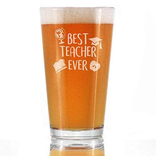 Best Teacher Ever - Pint Glass for Beer - Cute Funny Teacher Gifts for Women & Men - Fun School D... | Amazon (US)