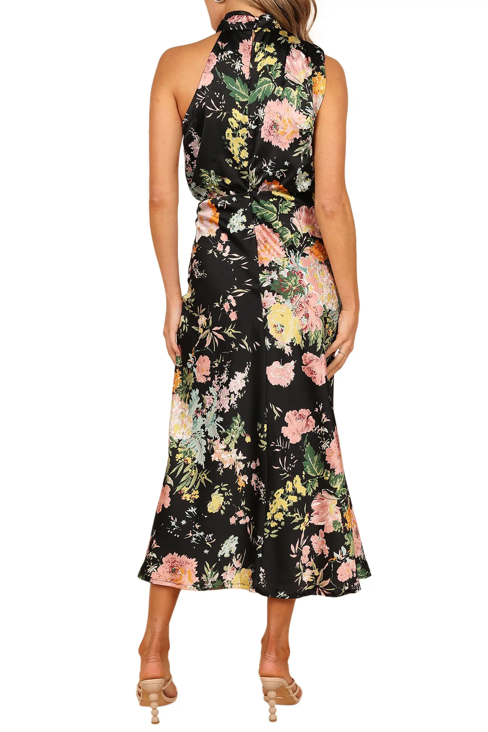 Anabelle Funnel Neck Satin Midi Dress (Women) | Nordstrom | Nordstrom
