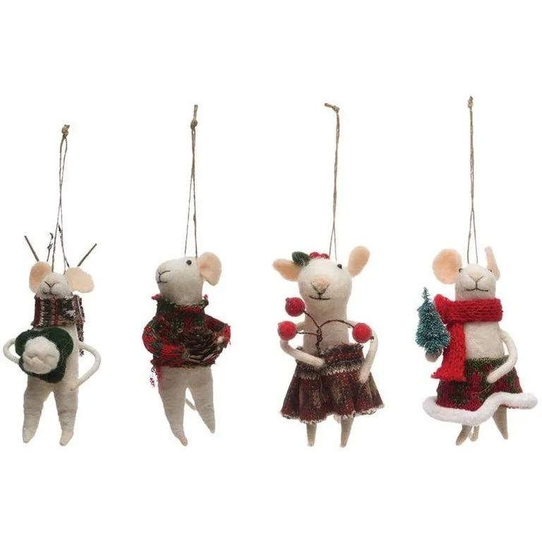 Christmas Mice In Sweaters Set of 4 Ornaments made of wool New Mouse | Walmart (US)