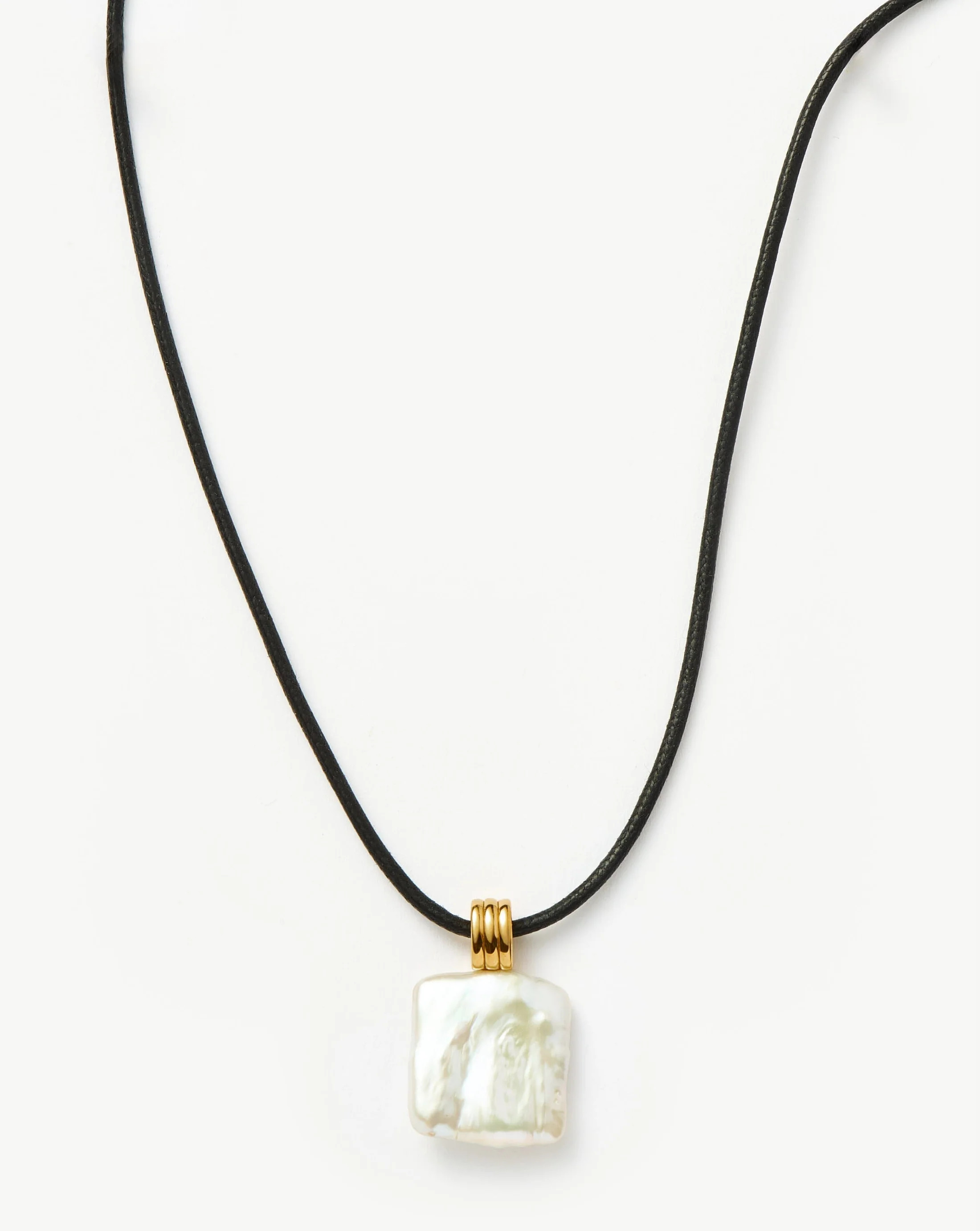 Square Pearl Pendant Cord Necklace | 18ct Gold Vermeil/Pearl | Missoma UK