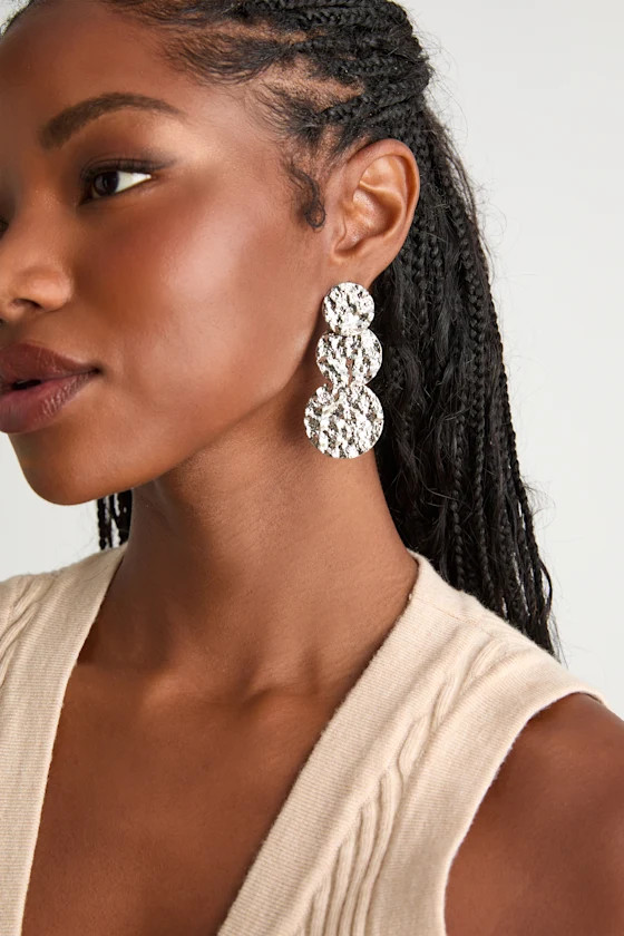Ashton Silver Hammered Statement Earrings | Lulus