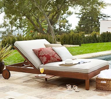 Chatham FSC® Mahogany Double Chaise Lounge with Wheels, Honey | Pottery Barn (US)