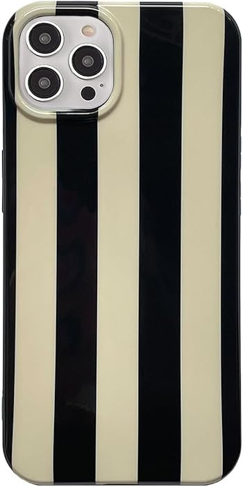 Black White Striped Phone Case Compatible with iPhone 15 Pro Max Stylish Strip Print Chic Retro A... | Amazon (US)