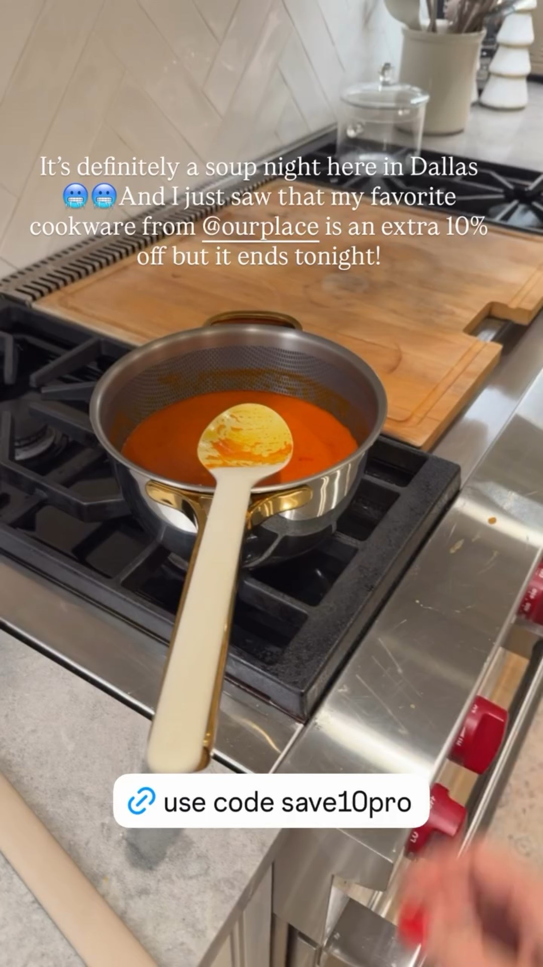 It’s definitely a soup night here in Dallas 🥶🥶And I just saw that my favorite cookware from @ourplace is an extra 10% off but it ends tonight!
