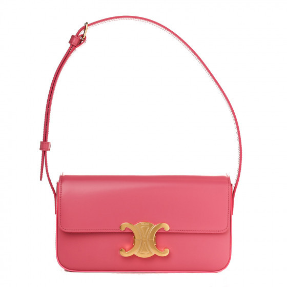 CELINE Shiny Calfskin Triomphe Flamingo | Fashionphile