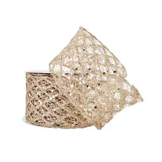 2.5" x 18ft. Mesh Wired Champagne Christmas Ribbon by Celebrate It® | Michaels | Michaels Stores
