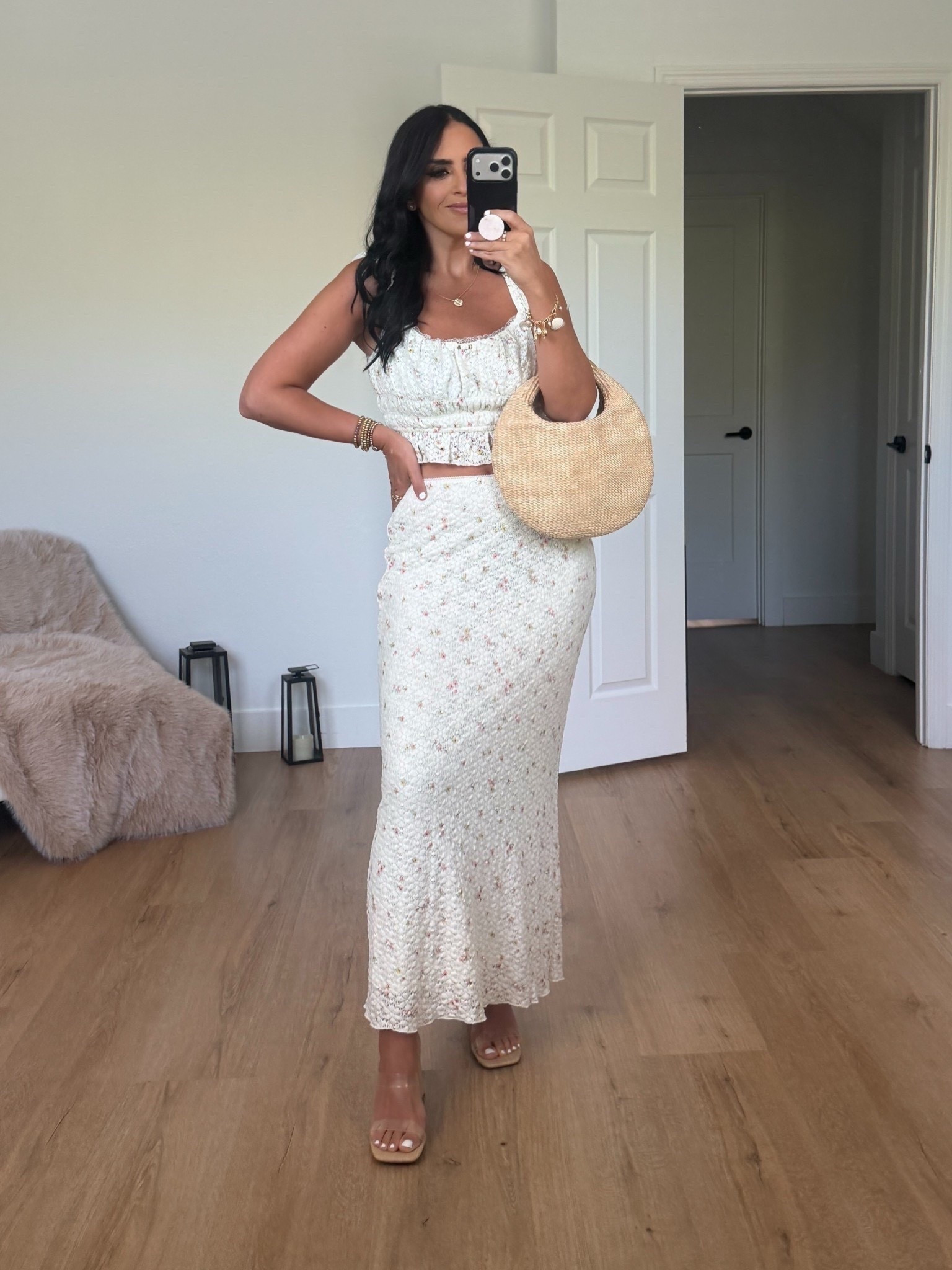 No Boundaries Printed Ruffle Tank and Skirt wearing size medium. 