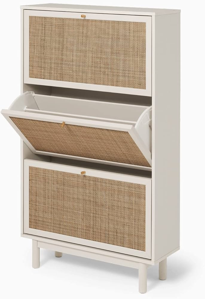 mopio Hannah Shoe Cabinet, Natural Rattan Farmhouse Shoe Organizer, Shoe Storage, Closet Shoe Rac... | Amazon (US)