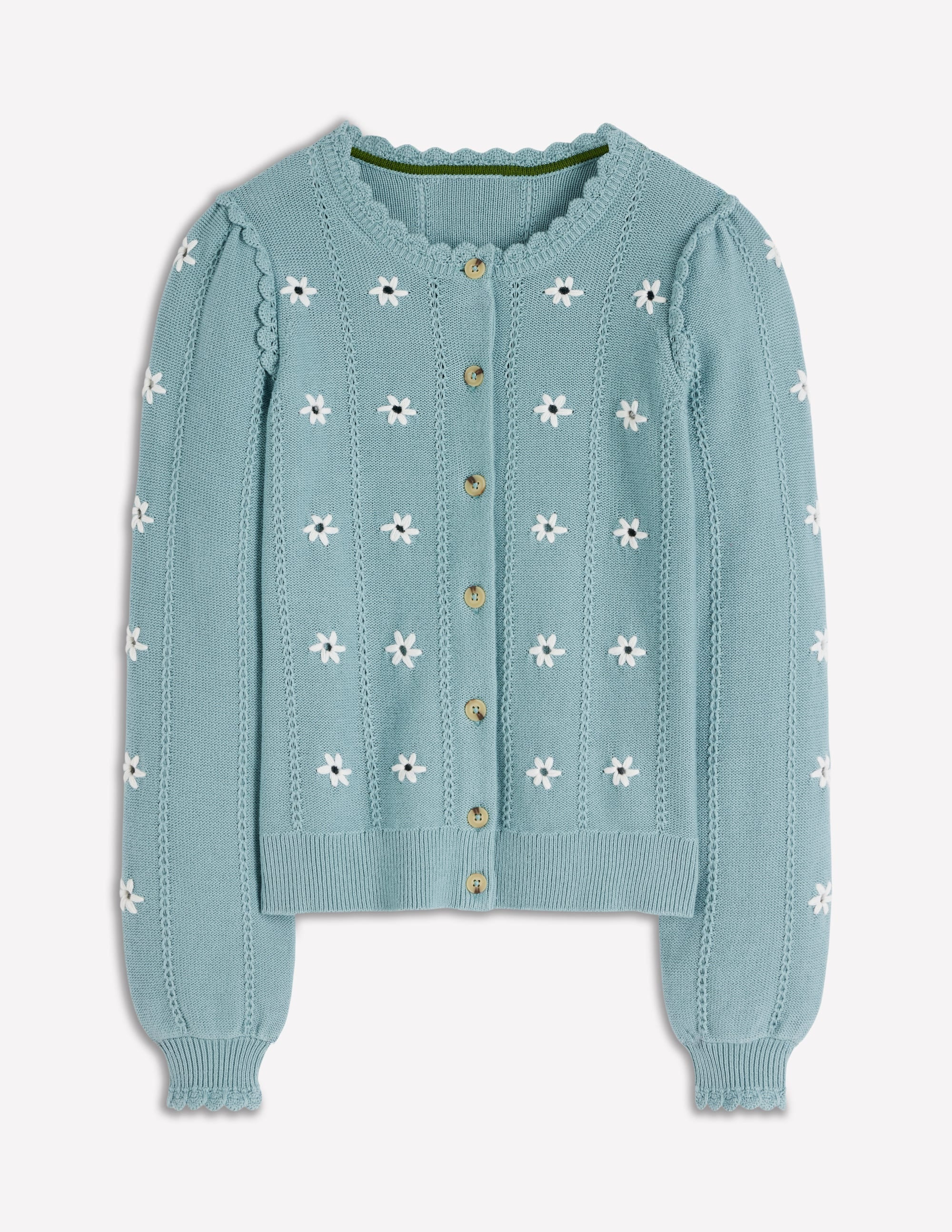 Valeria Crochet Trim Cardigan-Seamist Blue, Embroidery | Boden (US)