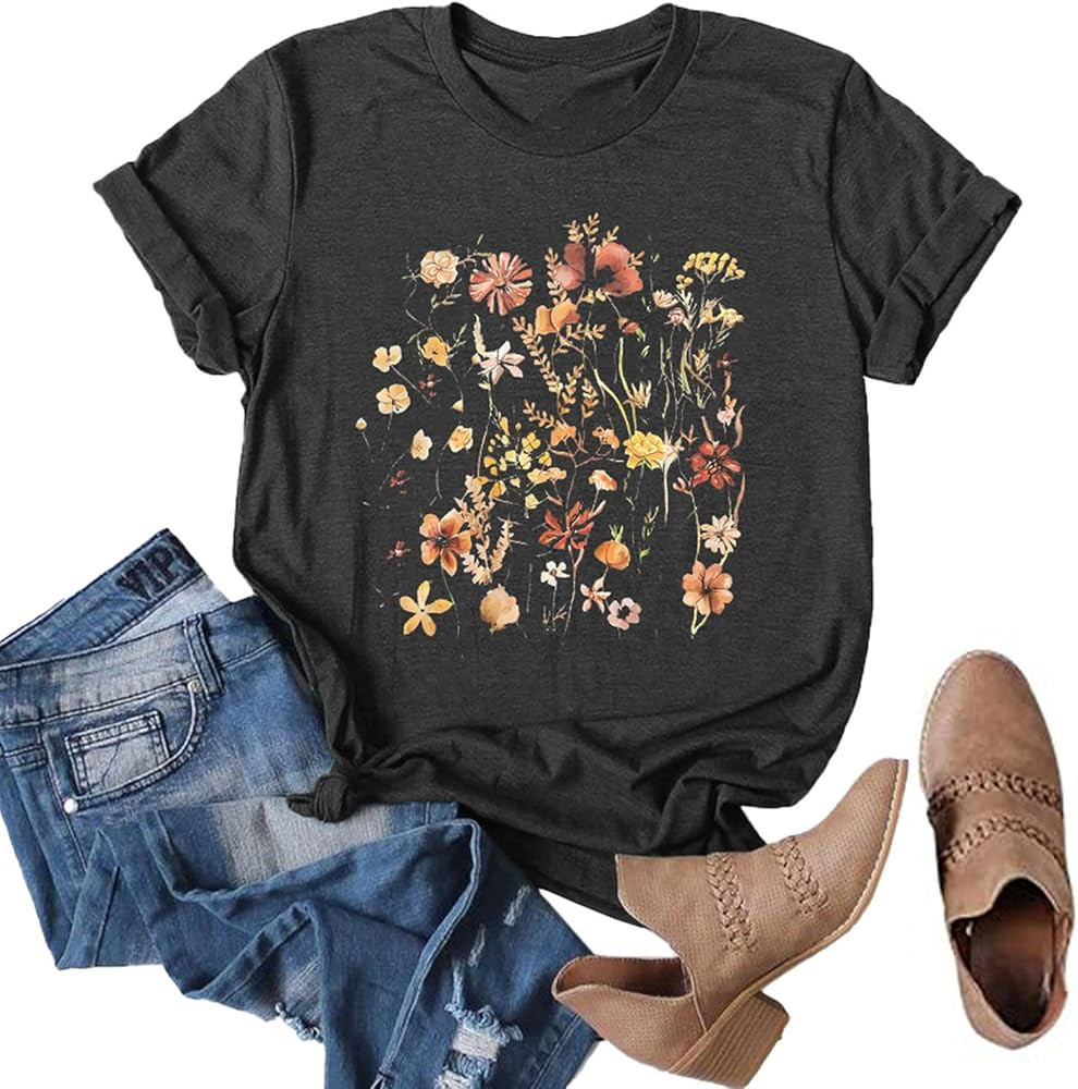 Anbech Womens Dandelion Graphic T-Shirts Teen Girls Cute Sunflower Print Casual Tee Tops | Amazon (US)