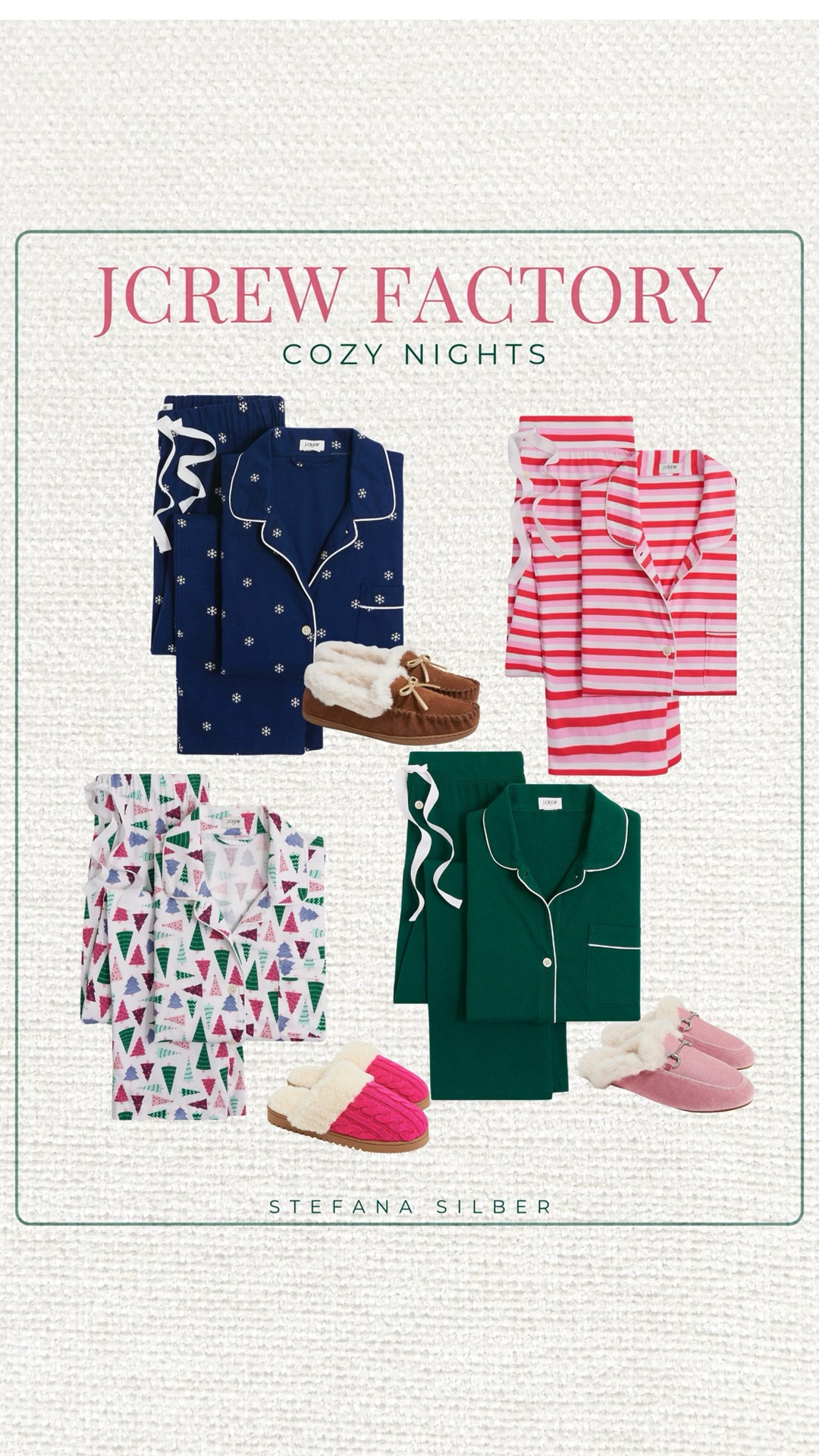 HUGE SALE at J.Crew Factory! 50-70% everything PLUS and extra 20% off if you spend $100

Winter pajamas, Christmas pjs, cozy slippers, colorful loungewear, Black Friday sale 

#LTKCyberWeek #LTKSeasonal #LTKSaleAlert