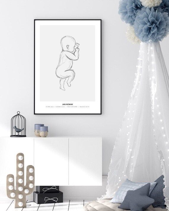Newborn poster birthday Line art Infant Kids Posters  Background color to choose from Birth poste... | Etsy (US)