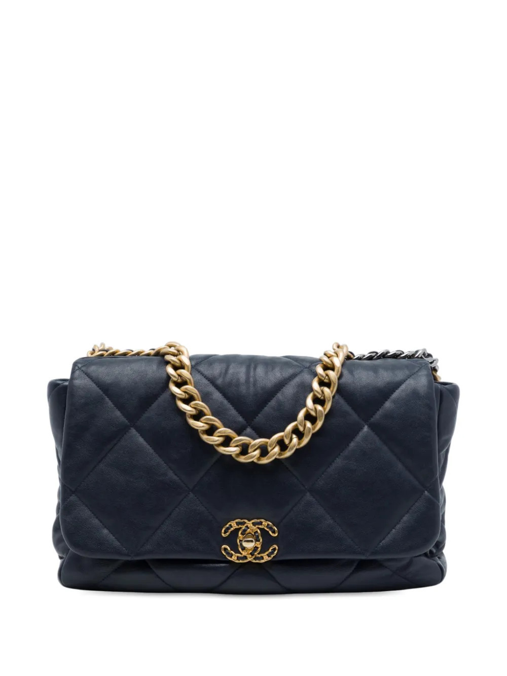 CHANEL Pre-Owned 2019 Maxi Lambskin 19 Flap satchel - Blue | Farfetch Global