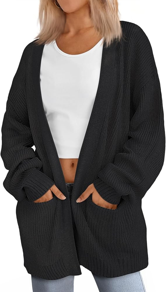 LILLUSORY Womens Oversized Cardigans Soft Knit Cardigan Sweater with Pockets | Amazon (US)