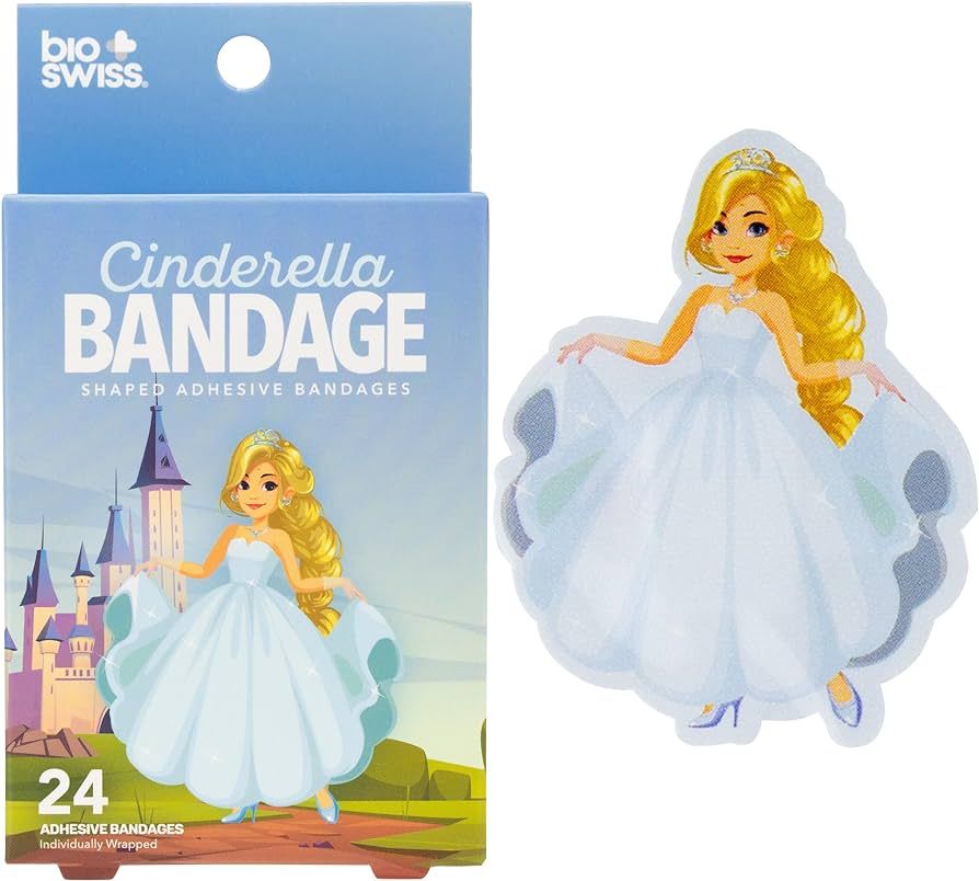 BioSwiss Bandages, Princess Cinderella Shaped Self Adhesive Bandage, Latex Free Sterile Wound Car... | Amazon (US)