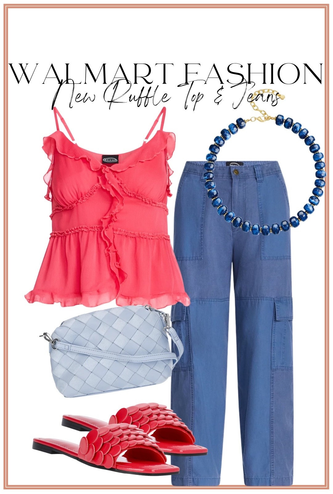 The prettiest pop of coral! 🩷 These Walmart new arrivals are giving effortless summer style. The ruffle top is lightweight and feminine, while the wide leg utility jeans are such a flattering fit. I finished the look with woven accessories and fun statement sandals for the perfect colorful outfit.

Everything is affordable and so cute!

#WalmartFashion #WalmartFinds #CoralTop #WideLegJeans #SummerOutfit #AffordableFashion #OOTD #FashionInspo #EverydayStyle #BudgetFriendlyFashion

#LTKootd #LTKPetite