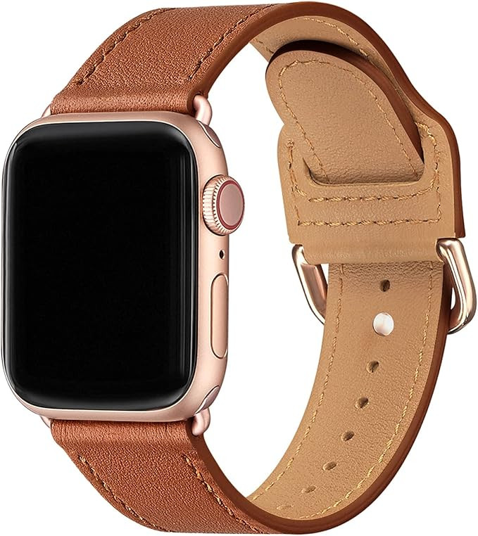 POWER PRIMACY Bands Compatible with Apple Watch Band 38mm 40mm 41mm 42mm 44mm 45mm, Top Grain Lea... | Amazon (US)