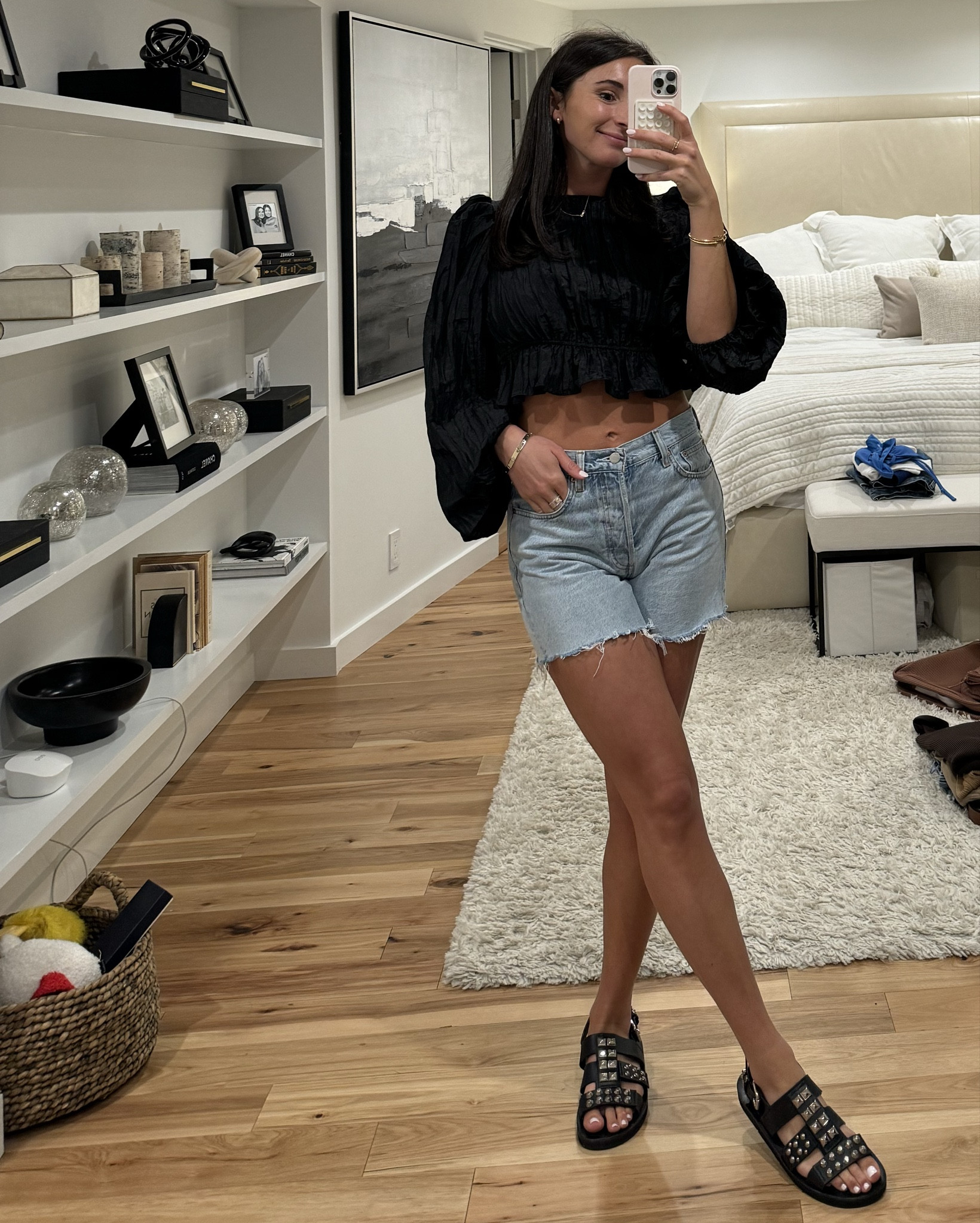 Pardon my messy room while packing but absolutely LOVED this fit for a  Chicago summer bar crawl
These shoes are actually vintage Prada (found them at a thrift shop!) but linked a few similar styles :) 
