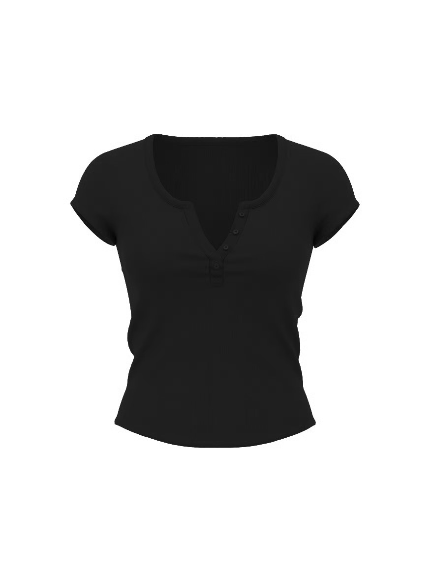 Buy Multi Rib Henley Tee, Vs Medium Heather Grey - Order Tops online - Victoria's Secret US | Victoria's Secret (US / CA )