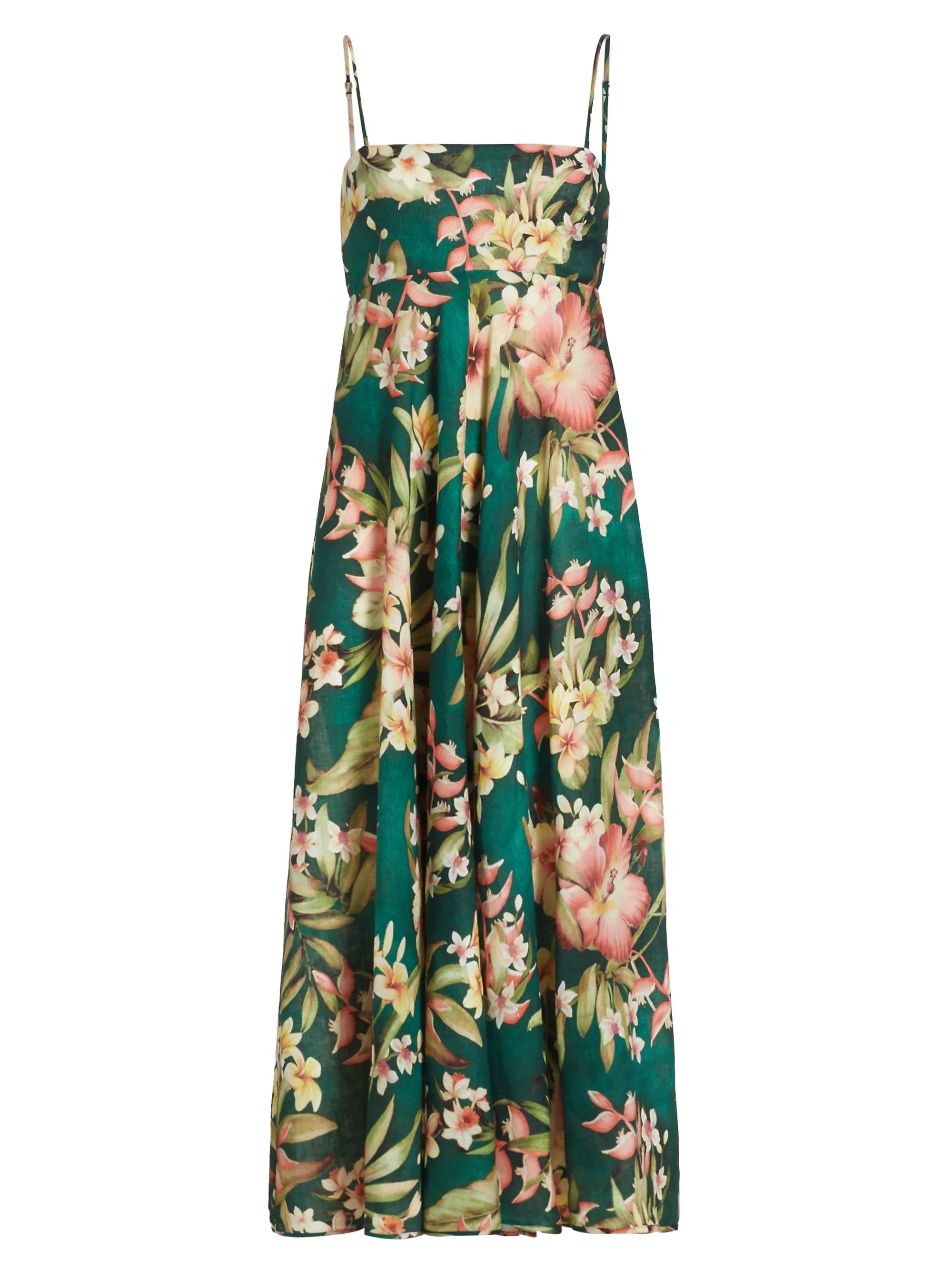 Lexi Floral Linen Bandeau Midi-Dress | Saks Fifth Avenue