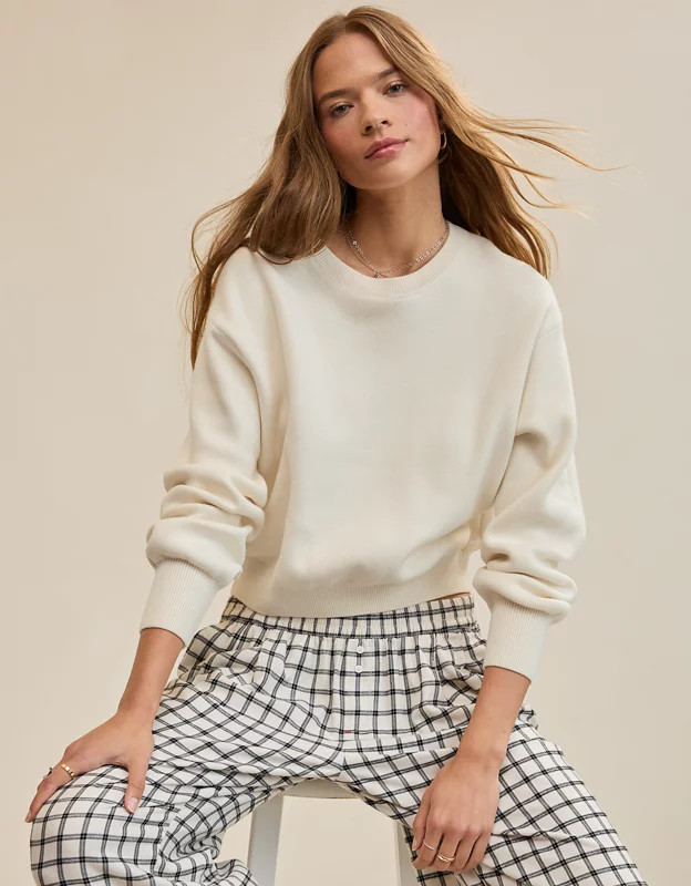 Aerie Cropped Crew Sweater | Aerie