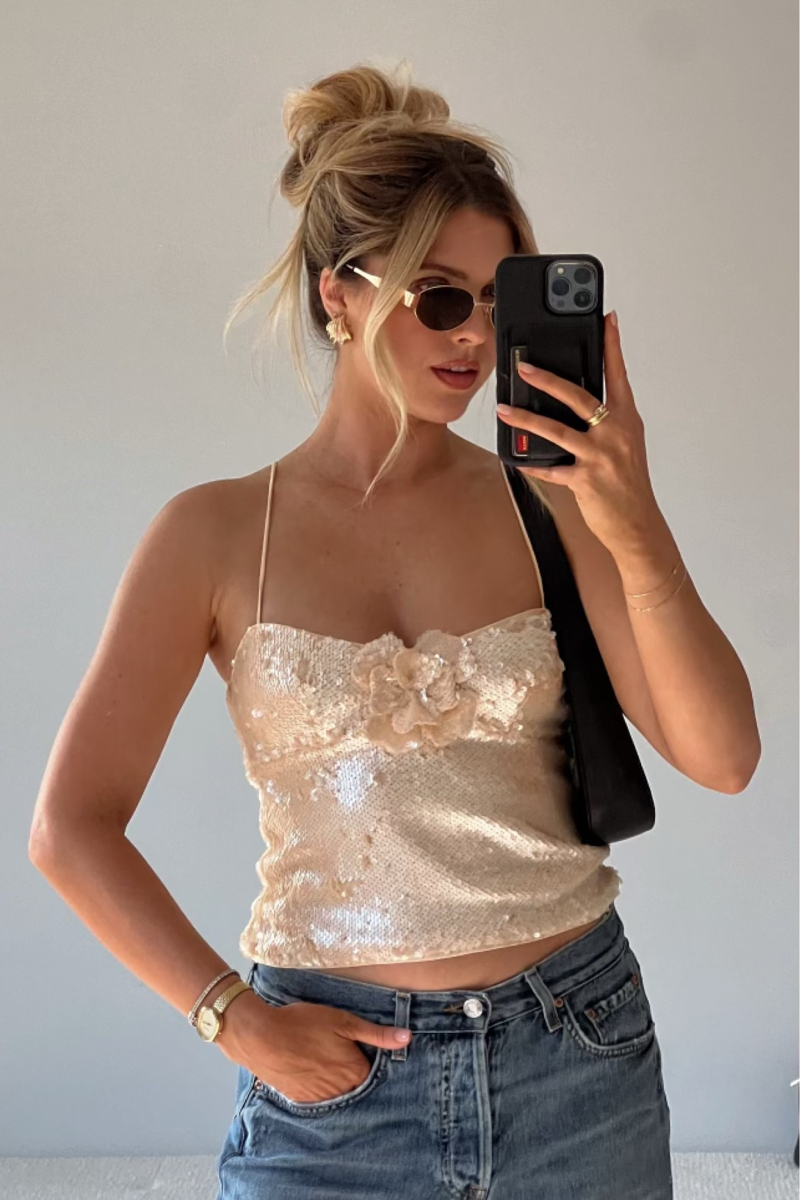 The perfect summer top for hitting the town. Revolve sequin top. Summer going out look. 