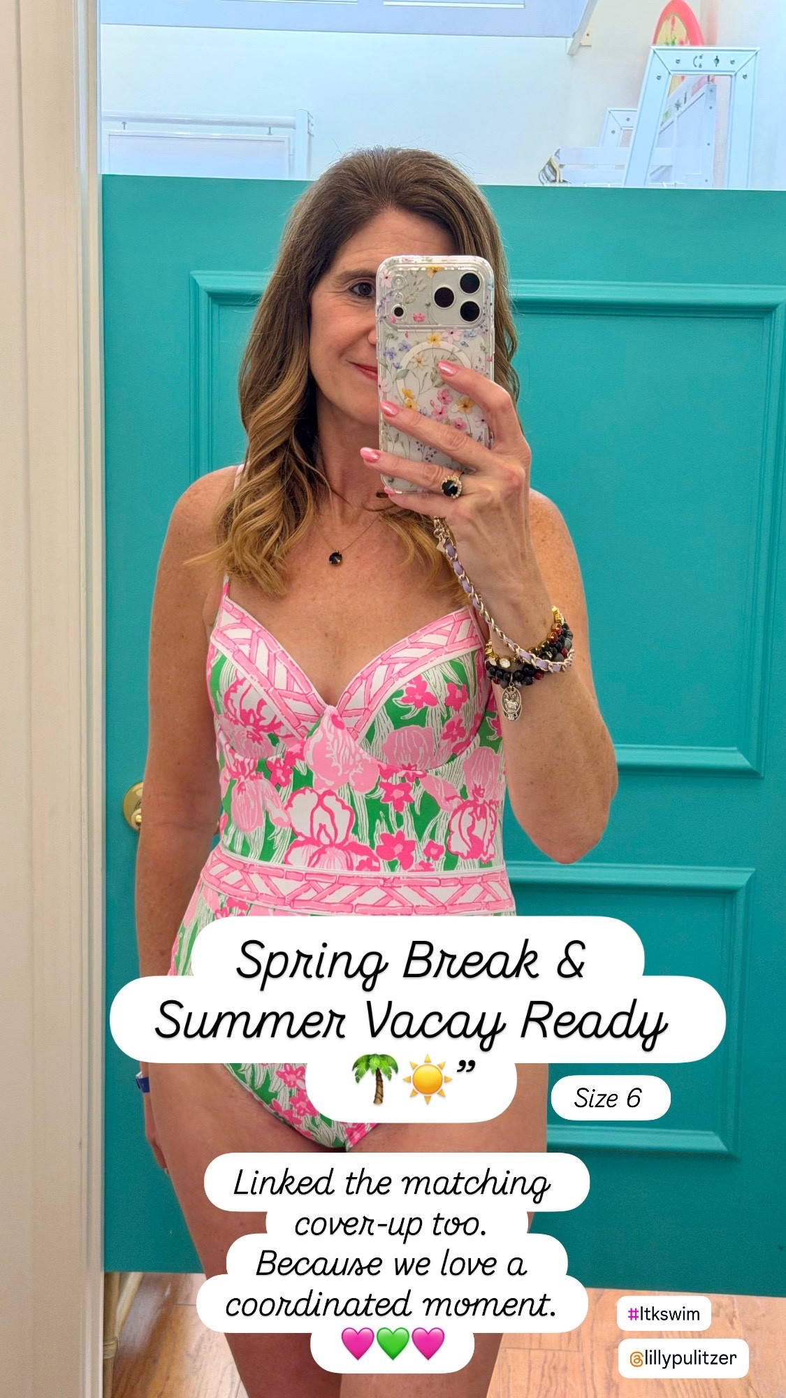 Swim

Resort-ready in this pink + green one-piece 💗🌴

Wearing a size 6 

Such a flattering fit with beautiful detail — and I linked the matching cover-up because a coordinated set is always the vibe. Perfect for spring break, summer vacations, cruises, and poolside lounging.

resort wear
spring break outfits
pink and green swimsuit
one piece swimwear
vacation outfits
matching cover up
Lilly Pulitzer 
tropical swim

#ResortWear
#ResortStyle
#VacationOutfit
#SpringBreakStyle
#BeachVacation
#CruiseStyle
#PoolsideLook
#TropicalVibes
#VacationReady
#SummerStyle



#LTKOver40 #LTKSeasonal #LTKTravel