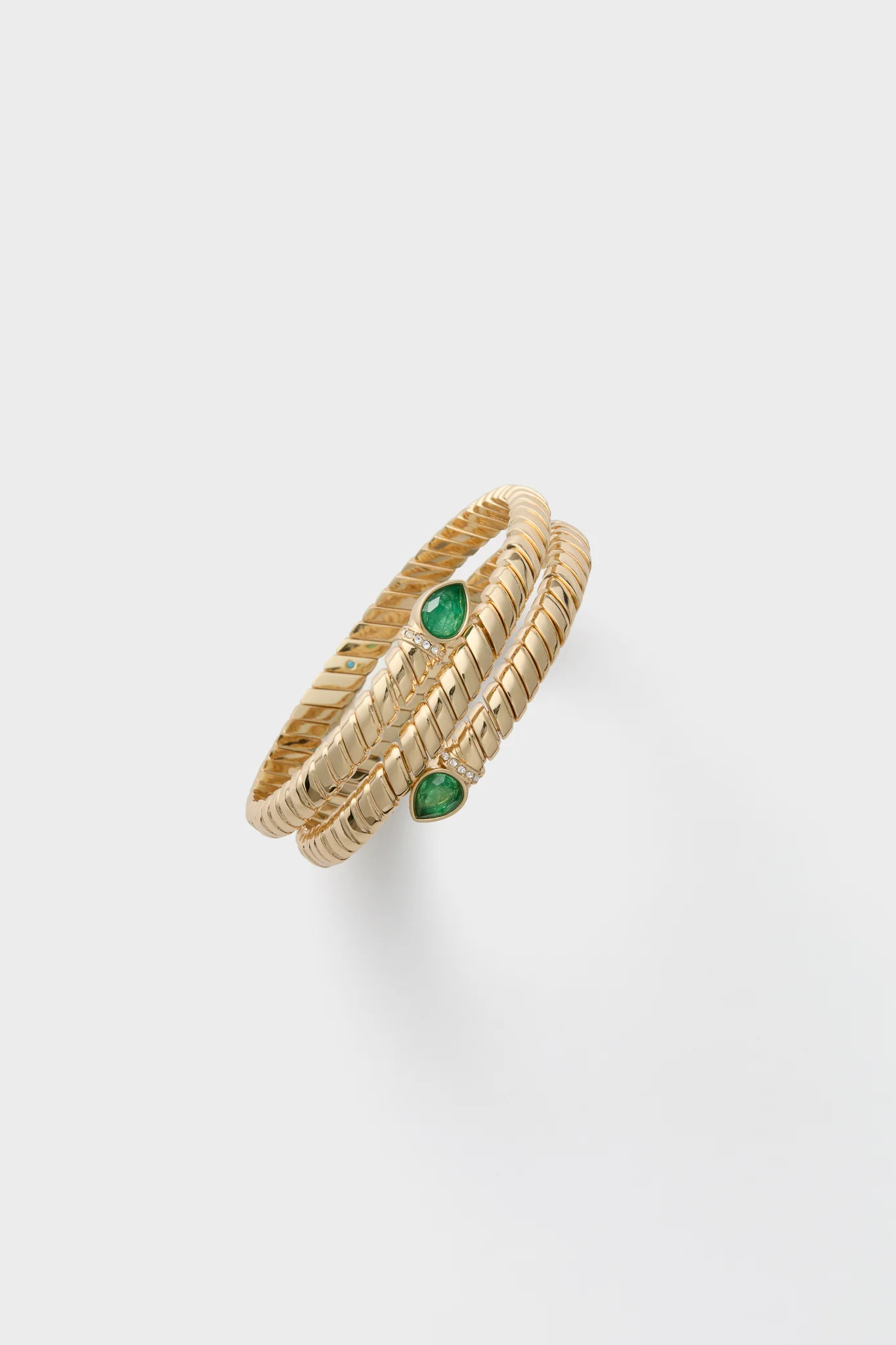 Shiny Gold, Emerald and Pave Wrap Around Cobra Bracelet | Tuckernuck (US)