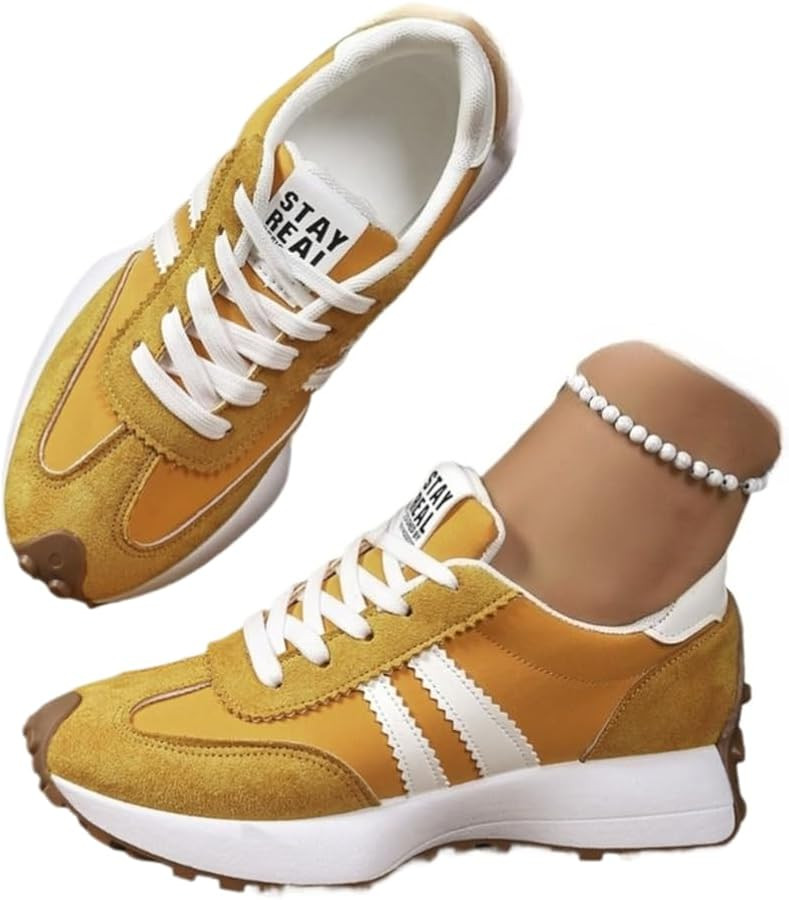 Women's Fashion Thick Sole Sneakers, Breathable Walking Shoes, Comfortable Support, Casual Textil... | Amazon (US)