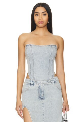 BY.DYLN Zayne Corset in Blue Denim from Revolve.com | Revolve Clothing (Global)
