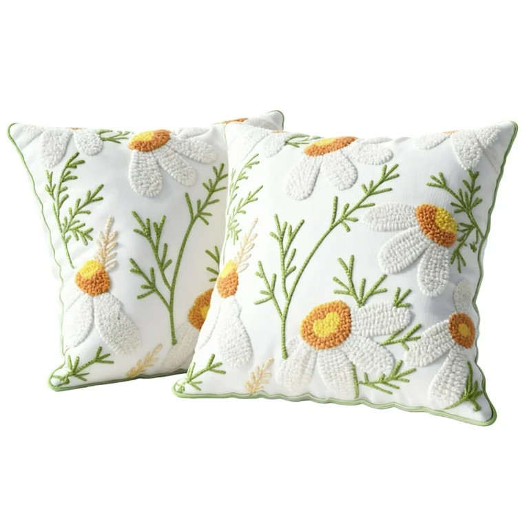 MEHOOM Farmhouse Throw Pillow Covers 18x18 Set of 2, Soft Decorative Pillow Covers, Floral Hand E... | Walmart (US)